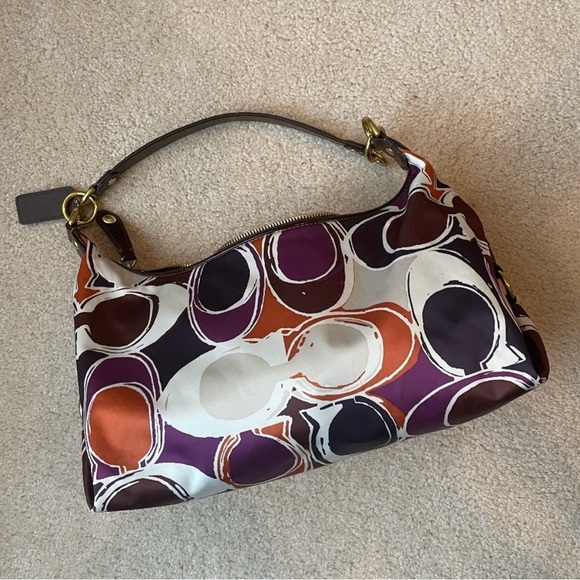 Coach Purple and Orange Patterned Shoulder Bag - Picture 2 of 7